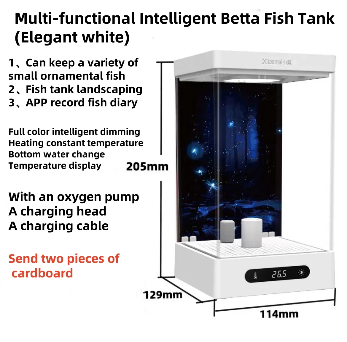Betta Fish tank Intelligent ecological desktop Office Mini landscape fish tank (elegant white)
