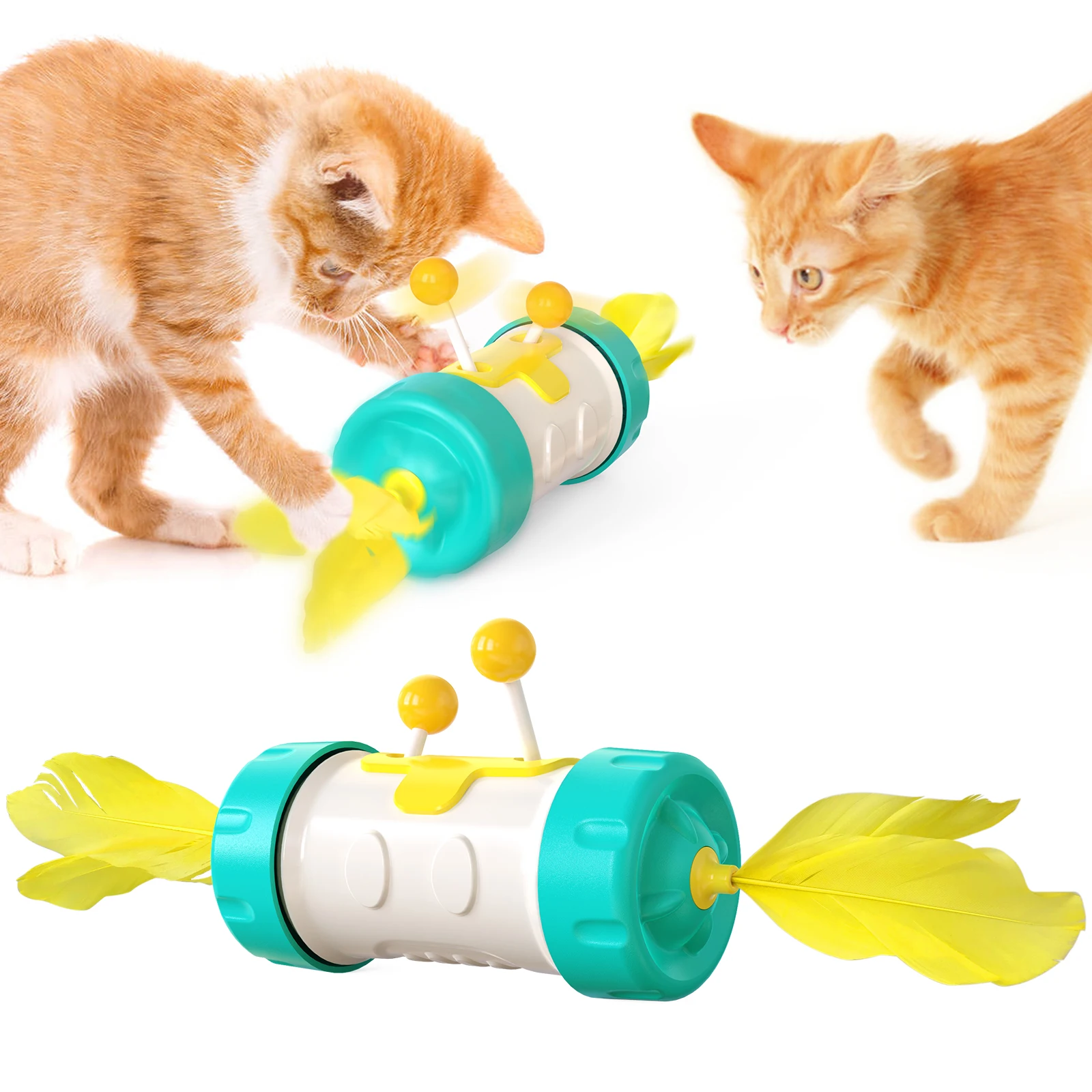 wholesale cat ball stick chew for aggressive chewers cat spin leaky ball tickle stick cat toys