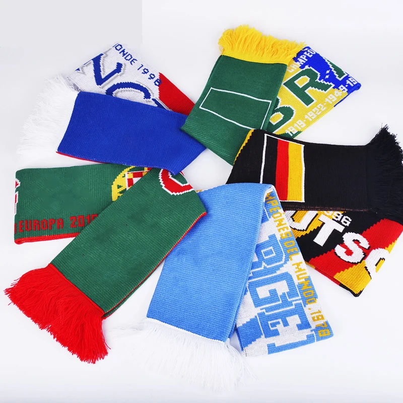 Cheap Acrylic Soccer Club Scarf Jacquard Logo Knit Football Scarves Scarf Custom