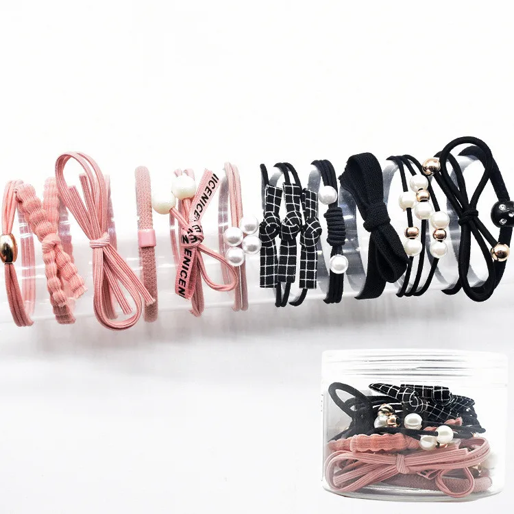 12Pcs Elastic Hair Tie Band for girl and woman Mix Styles Rubber Hair Accessories By Bag Packing