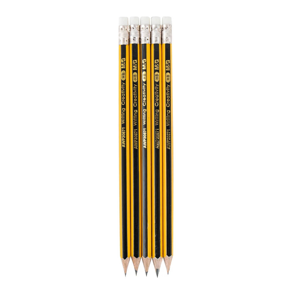 M&G Best sale Promotional HB wood pencil Popular High Quality Wooden Pencil with Eraser Office Supply Hexagon Pencil wooden