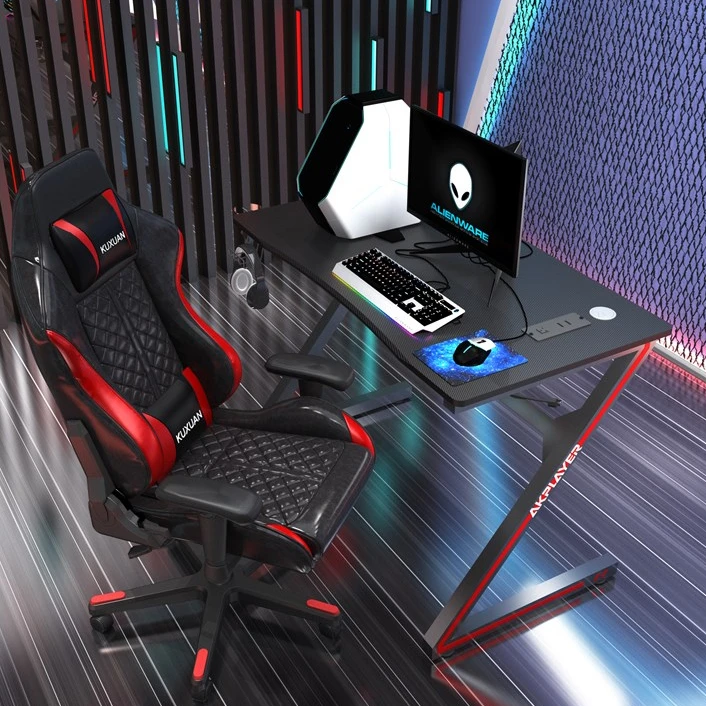 Профессиональный игровой Регулируемый клубный офисный стол для обучения Z-образный RGB светодиодный