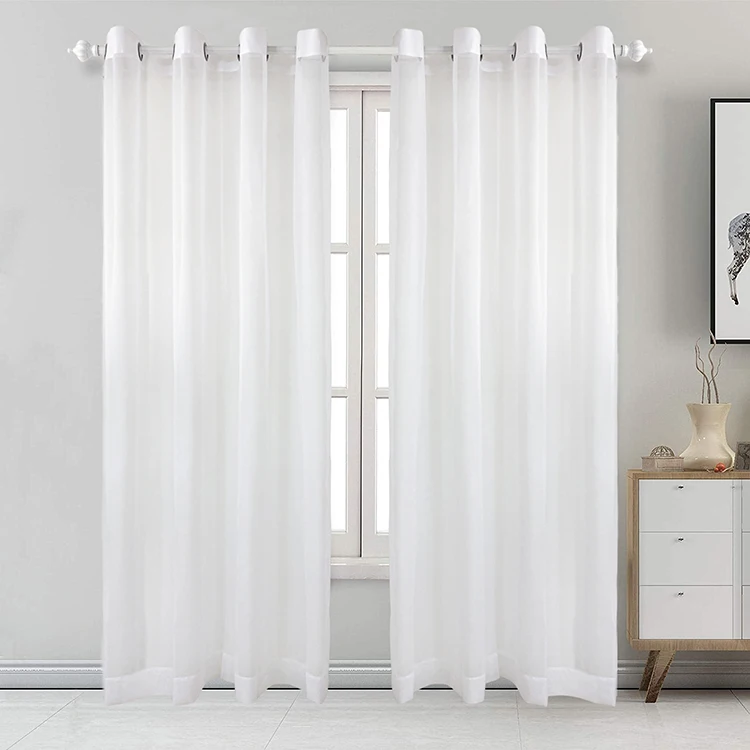 Factory Custom Cheap Price Elegant Window Solid Color White Sheer Curtain for Bedroom Living Room