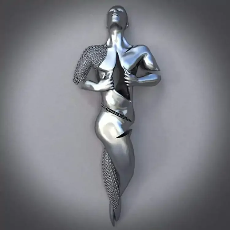 Indoor Metal Art Abstract Design Stainless Steel Modern Human Body Wall Sculpture