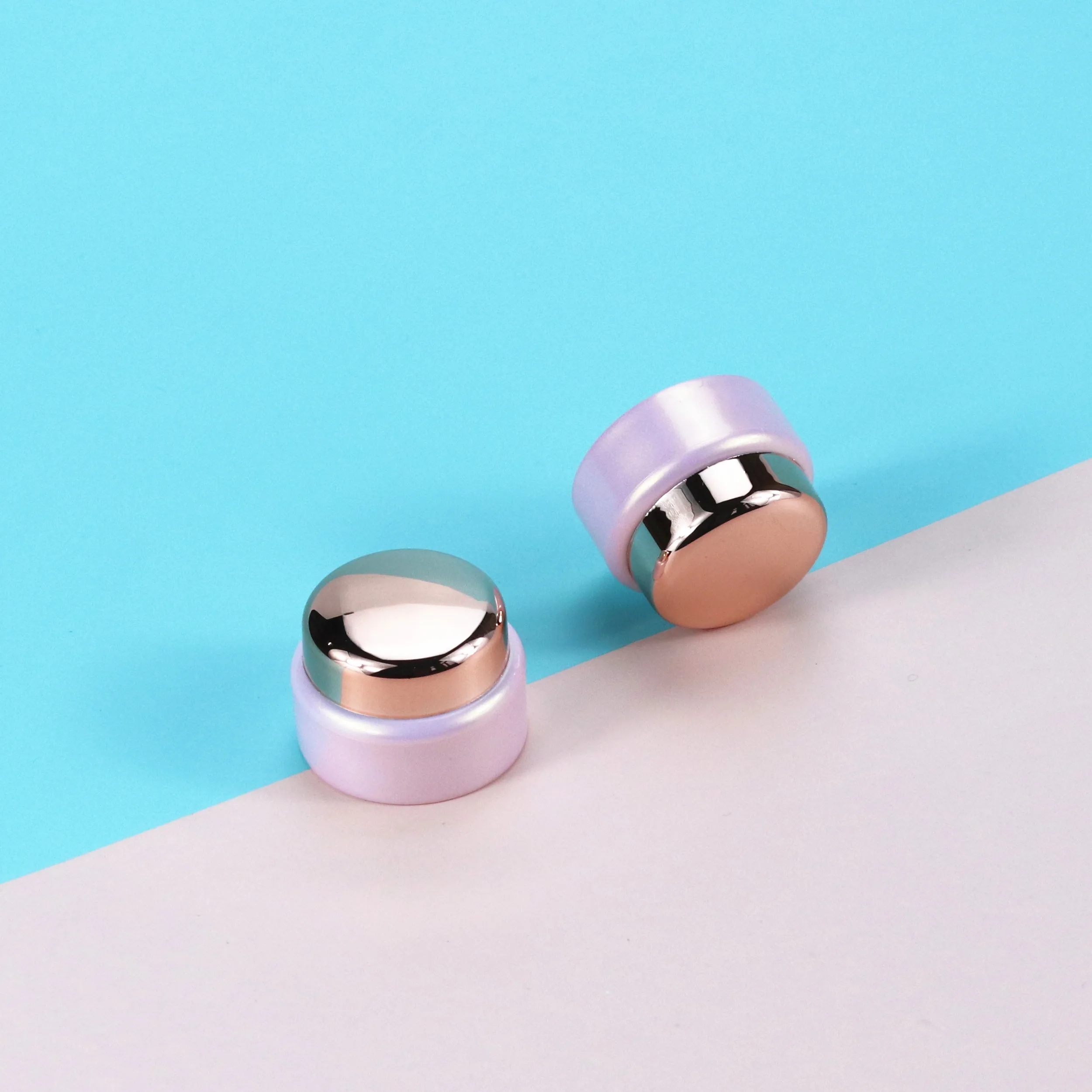 5g pink small plastic round nail polish pot jar sample cream jar with rose gold lid