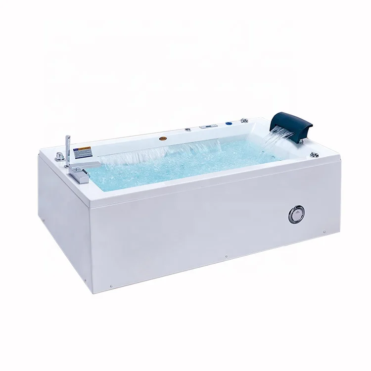 luxury Two people square waterfall smart control large size acrylic massage spa whirlpool bathtub