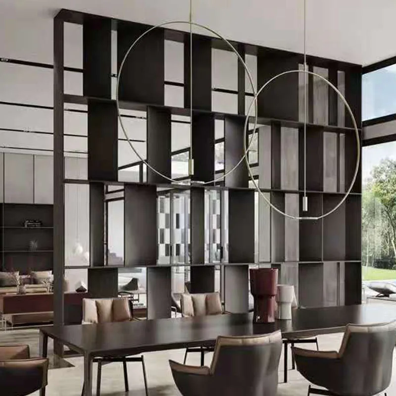 
Luxury villa living room stainless steel bookcases standing shelves standing shelves 