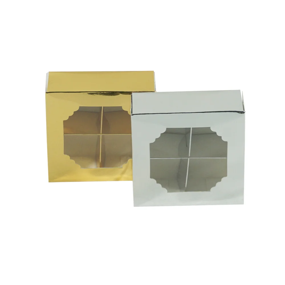 10*10*3cm  small 4 grids cavity slot paper pick and mix  sweets chocolate bonbon  truffle candy  macaron cookies nuts window box