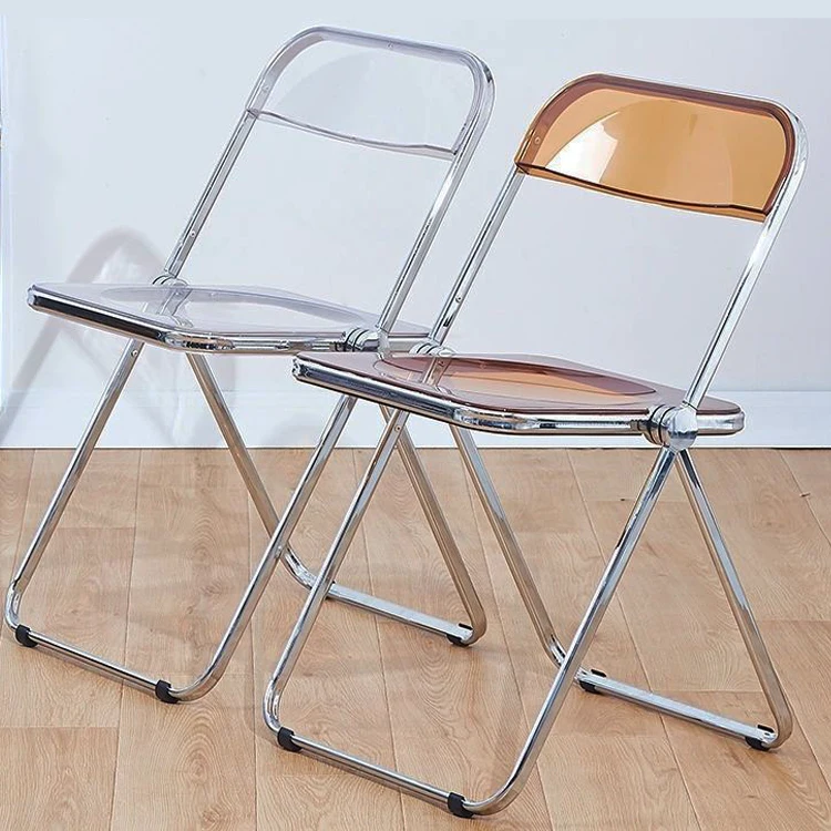 Garden Restaurant Cafe Wedding Banquet Event Clear Plastic Seat Transparent Folding Dining Chair