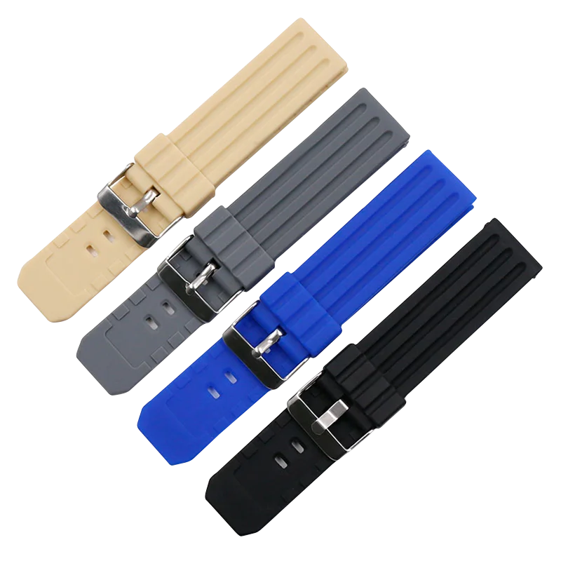 
Watch accessories sports silicone strap male 22mm pin buckle outdoor waterproof rubber strap female bracelet watchbands 