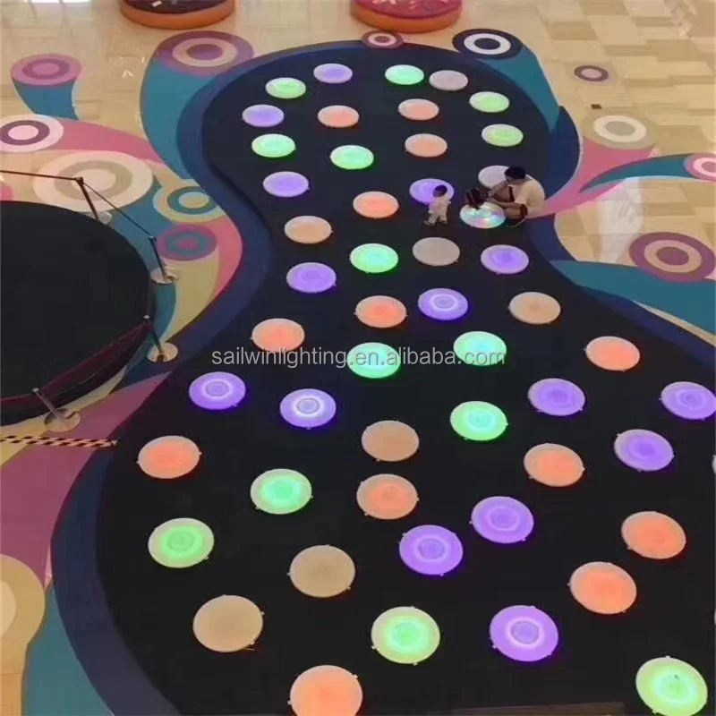 Sailwin Stage Lights Interactive Round LED Dance Floor Pressure Sensor Game Tiles Circle Light Up 3D Stage Luminous For Wedding