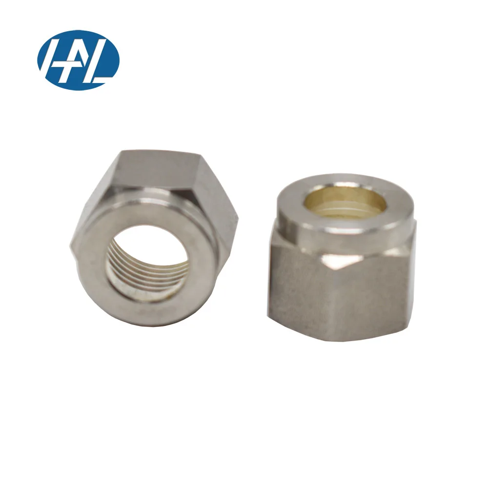 Custom stainless steel 304 ferrule joint internal thread double ferrule nut accessories 1 / 8