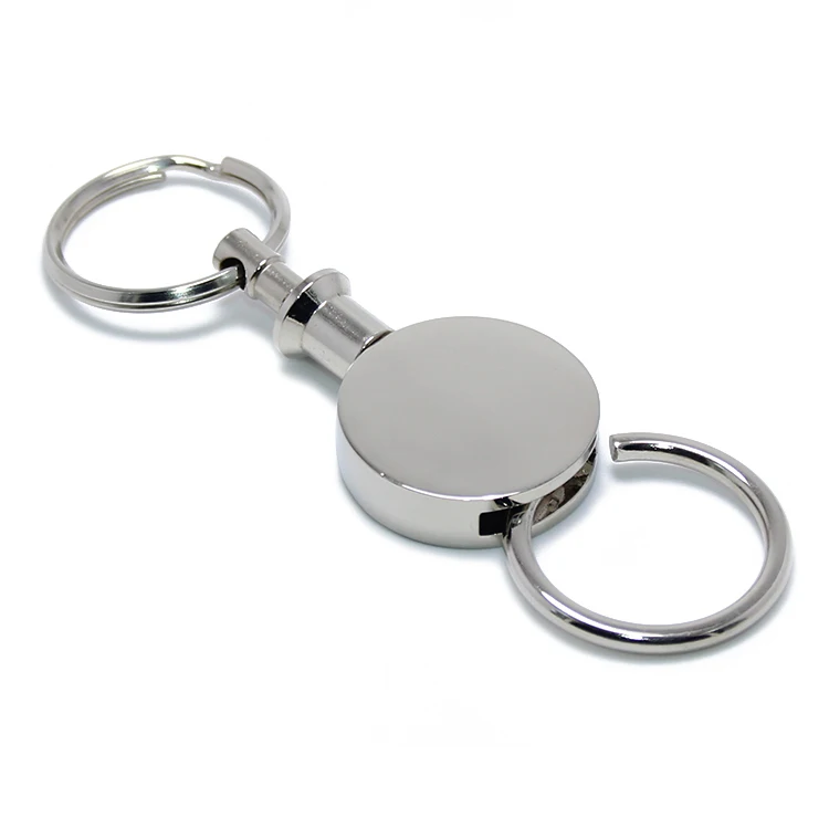 Dual Detachable Key Chain Snap Lock Holder Steel Pull-Apart KeyRings Removable Round Zinc Alloy Metal Pull-apart Key Ring