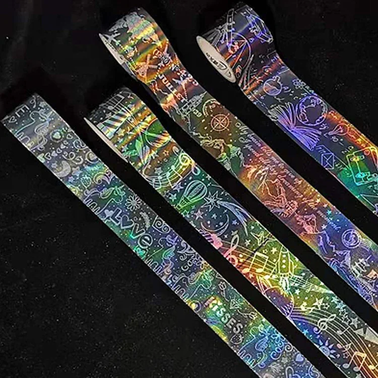 recycle clear  foil print handmade washi tape greeting cards custom