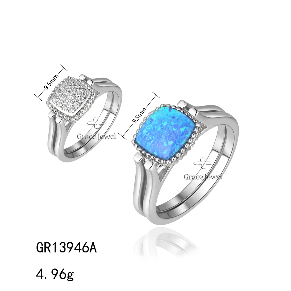 Grace Blue Opal Reversible Luxury Jewelry 925 Sterling Silver Ring