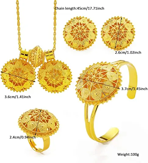 fashion popular design ethlyn 4pcs 18K gold plated ethiopian jewelry sets necklace eritrean/habesha bride wedding gifts