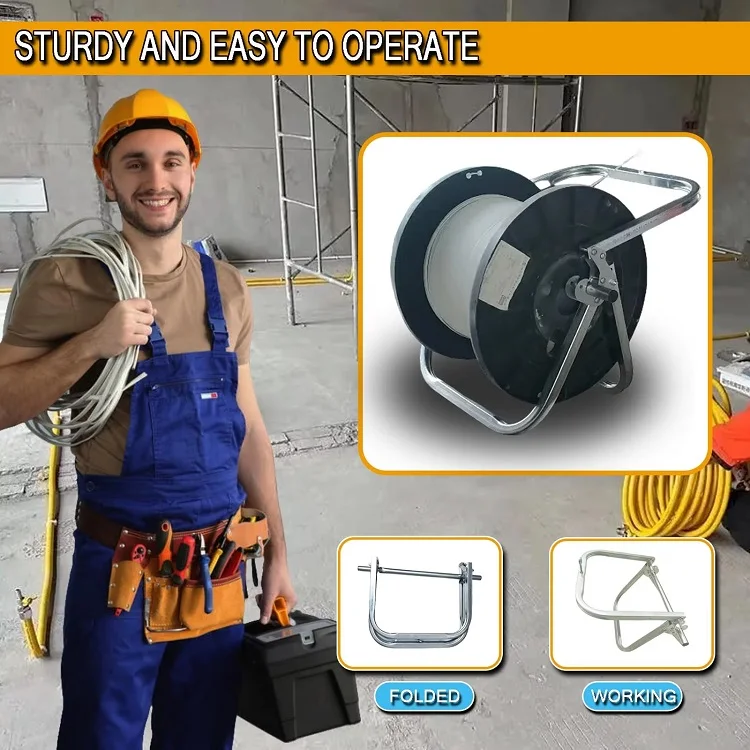 JH-Mech Custom Durable Single Commercial 100 Lb Capacity Industrial Grade Carbon Steel Folding  Wire and Cable Caddy