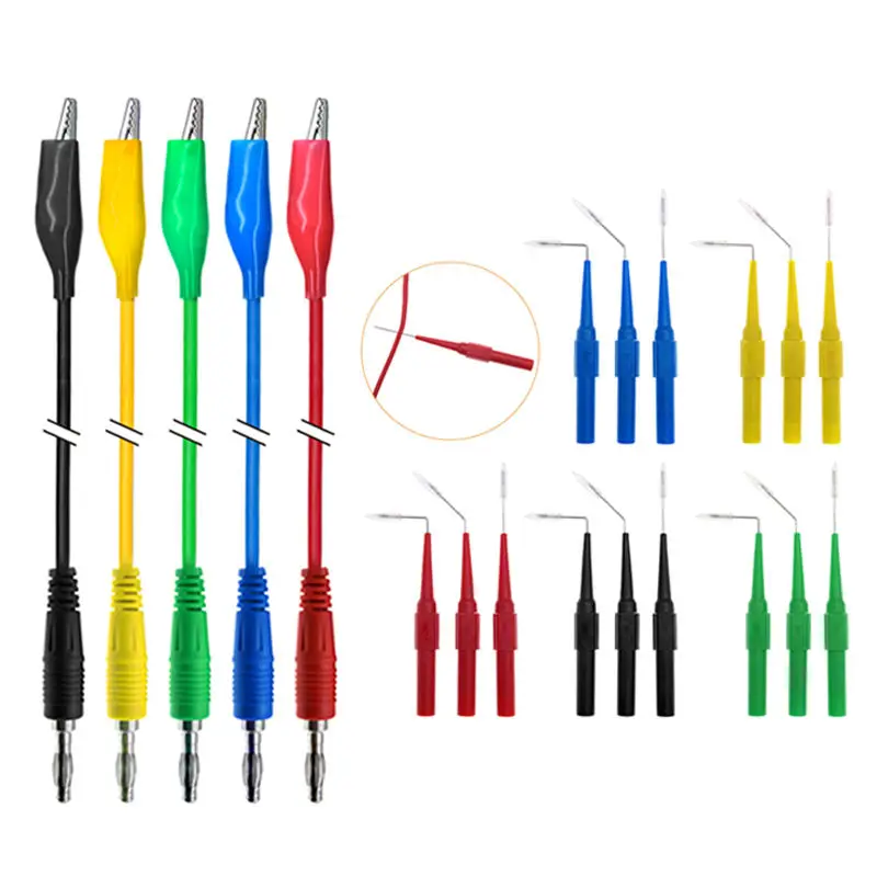 Тестовые выводы с вилкой типа «банан» на зажим «крокодил», 4 мм