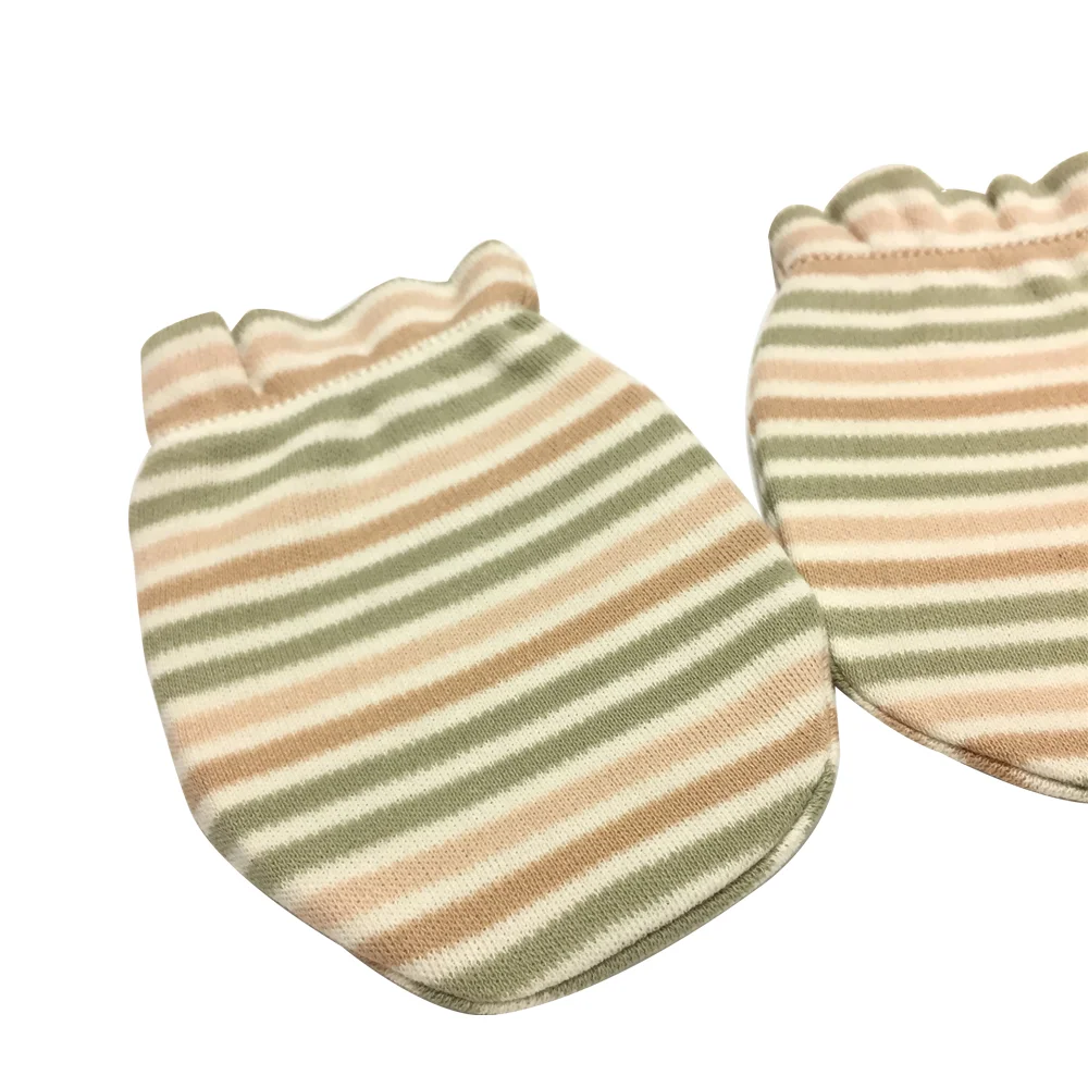 Babymio Protect Newborn Infant Mittens Cute striated Fingerless baby mittens kids cotton newborn gloves