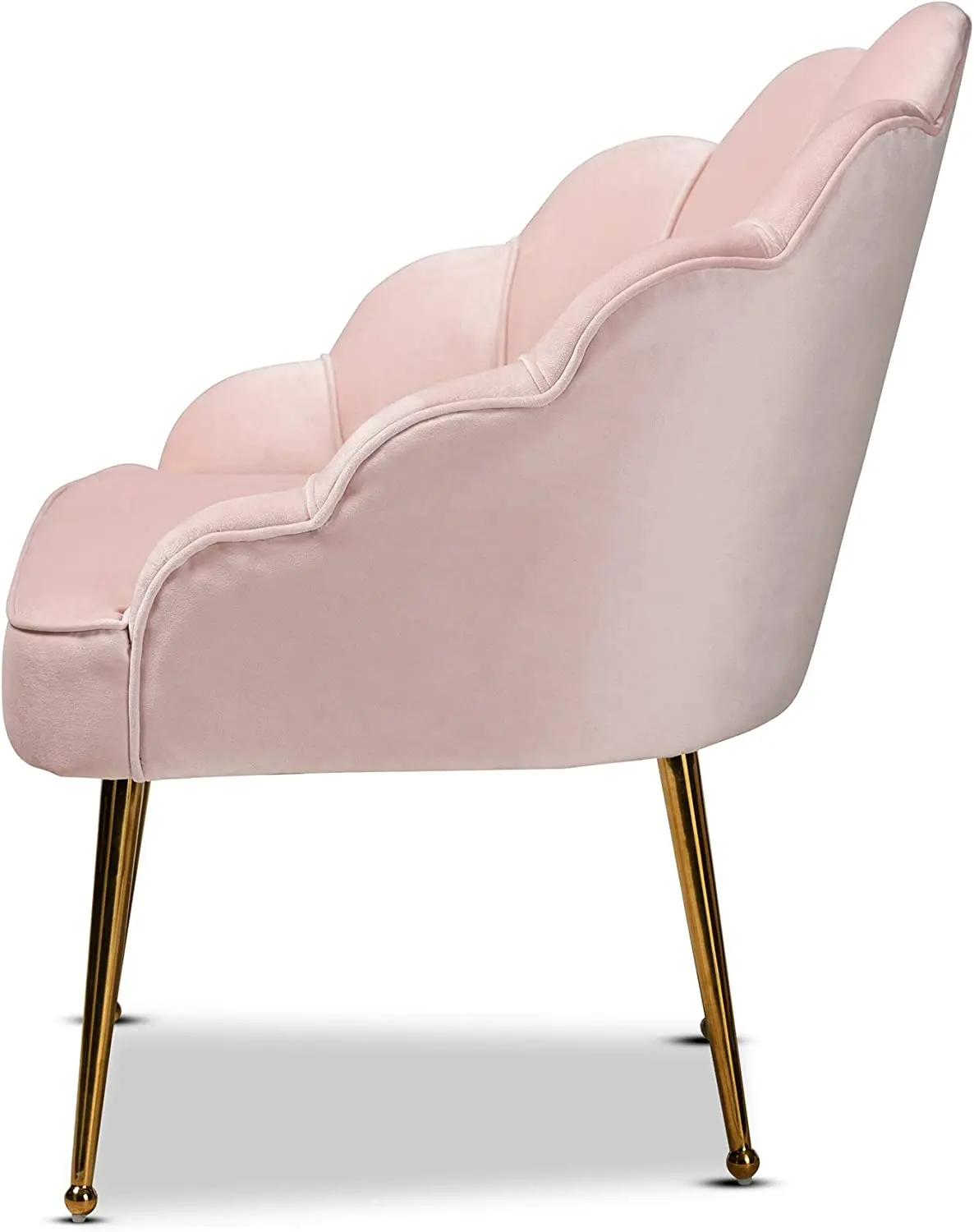 Gold Iron Legs Flower Shaped Sofa Living Room Accent Leisure Pink Velvet Fabric Shell Chairs