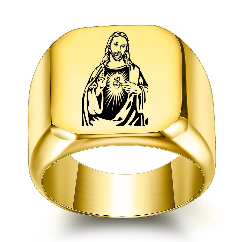 Мужские кольца с лазерным сердечком из нержавеющей стали