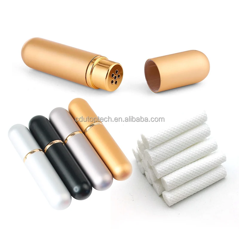10 Colors Aromatherapy Aluminum Blank Nasal Inhaler Tube Bottle, Nasal Inhaler Stick With Wicks For Essential Oils