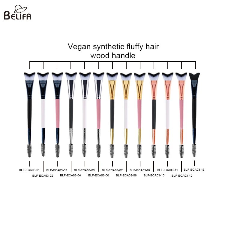 custom double sided soft fluffy swoop curved eyelash lash extensions wash cleanser cleaning shampoo cleansing brush with spoolie