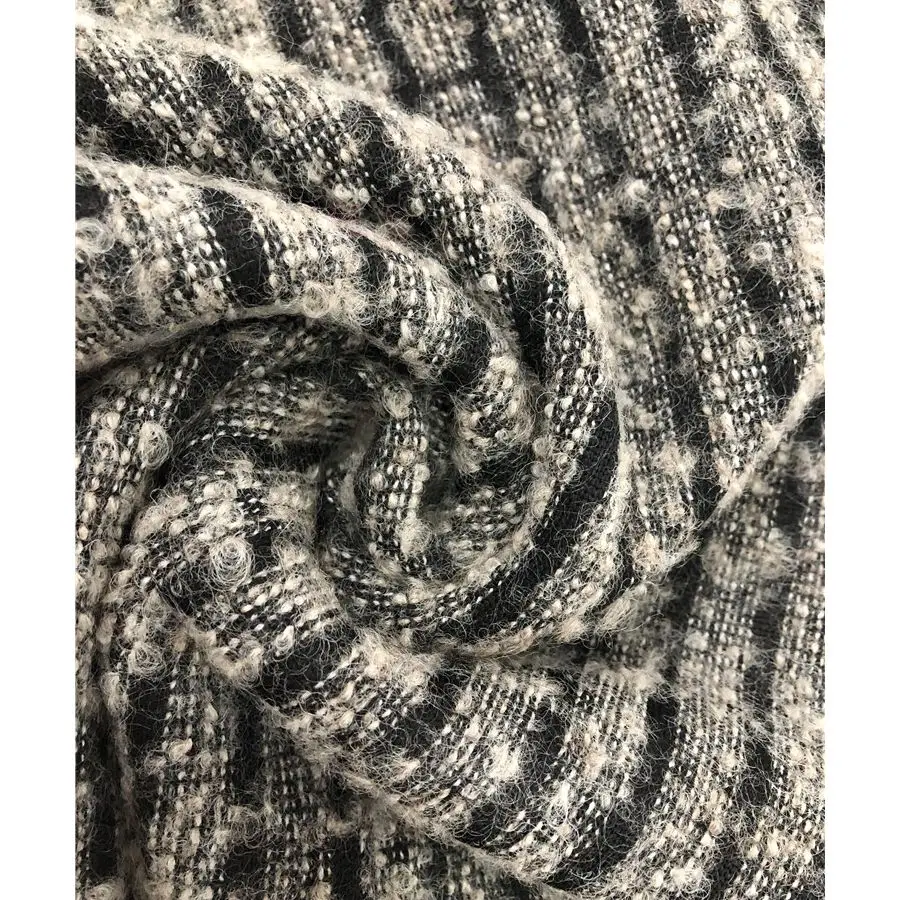 2021 New customized design wool knits boucle stripe fabric