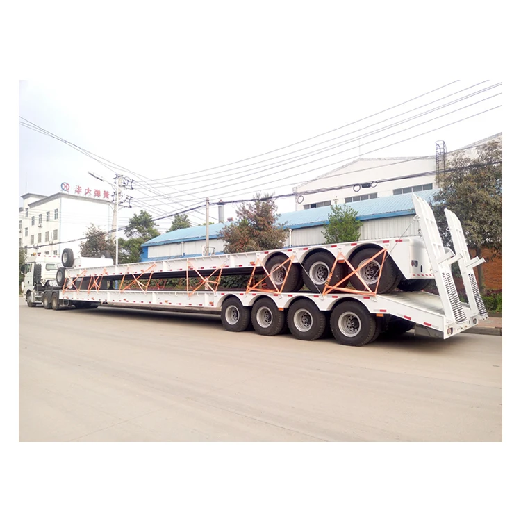 Factory Price 4 Axle 80ton Low Bed Container Trailer Semitrailer Semi Truck