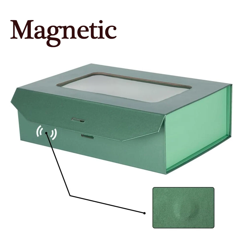 Perfume cosmetics Factory customization Emerald high grade Coated paper box for flowers magnetic gift paper box with window