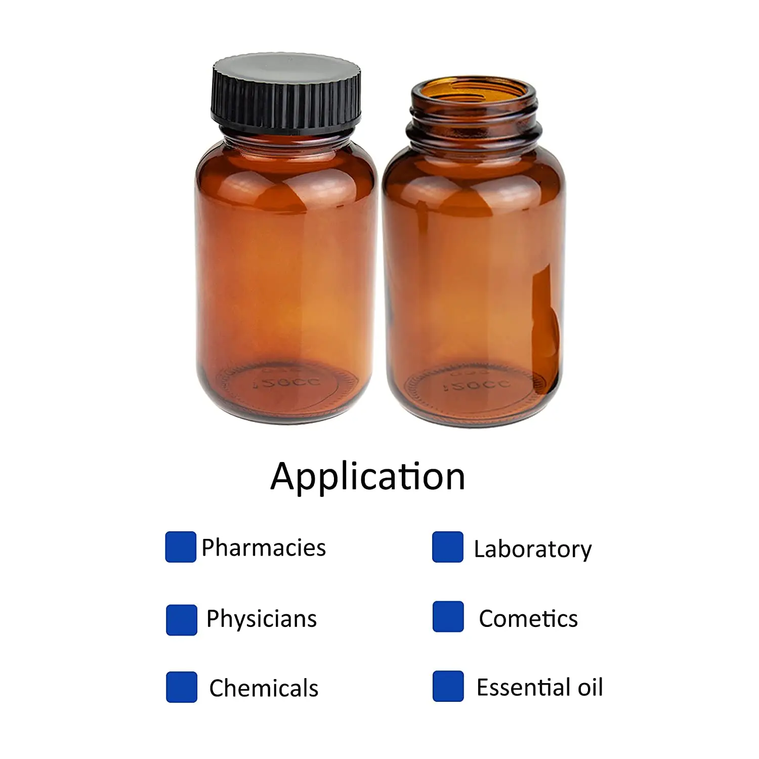 Amber Glass Medical Screw-top Wide Mouth Container Jars Packer Bottles  For Pharmaceutical