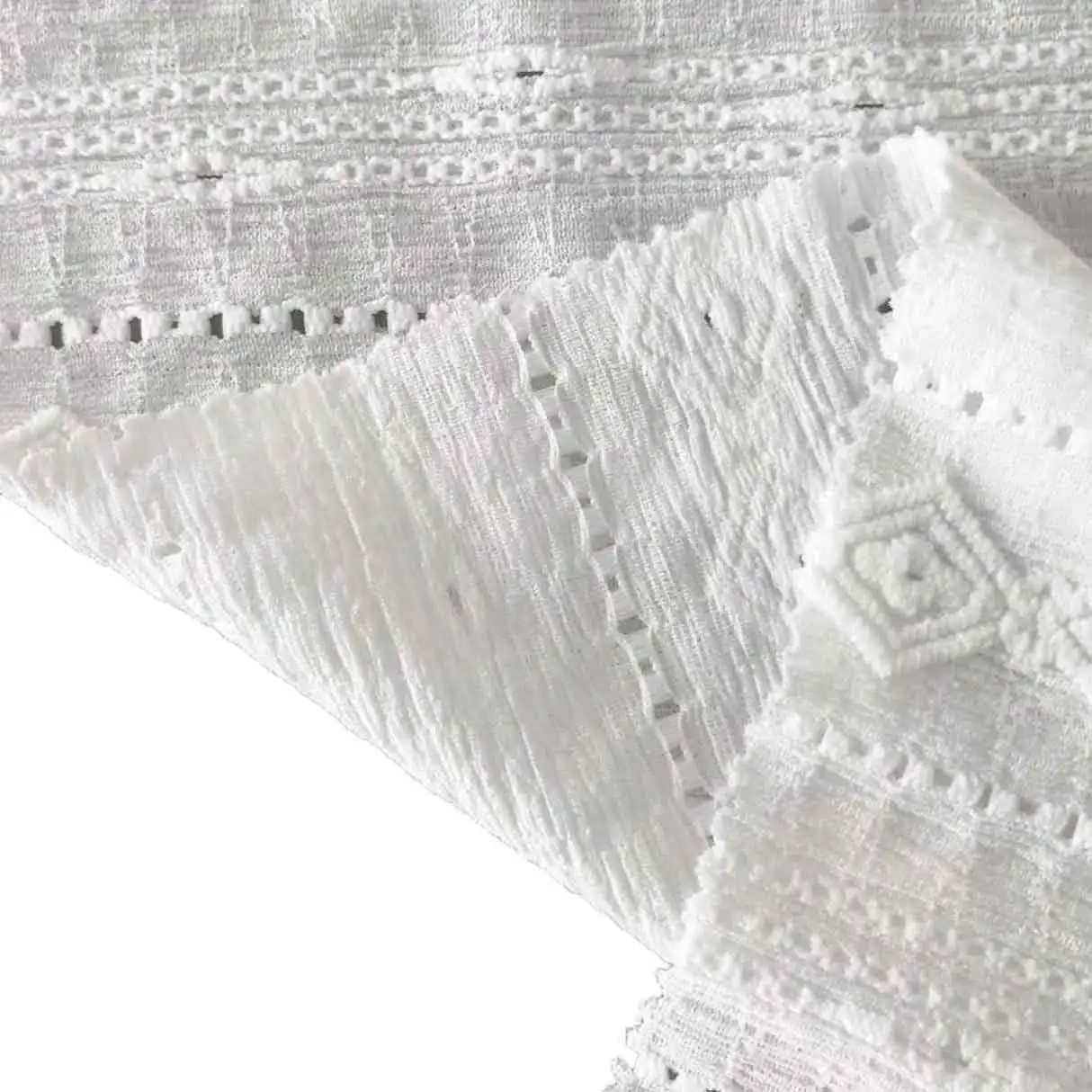 Fashion Style White Recycled 95% Poly 5% Spandex Jacquard Elastic Warp Knit Mesh Lace Fabric For Dress