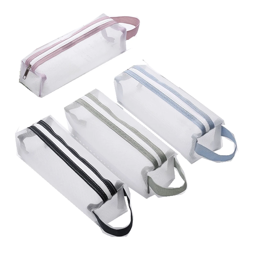 Nylon mesh pen bag with handle