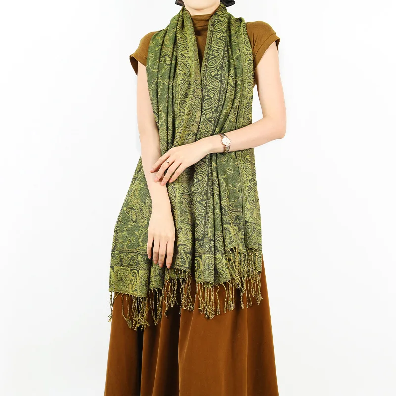 High Quality Winter Perlis jacquard scarf long soft classic acrylic  shawl for women