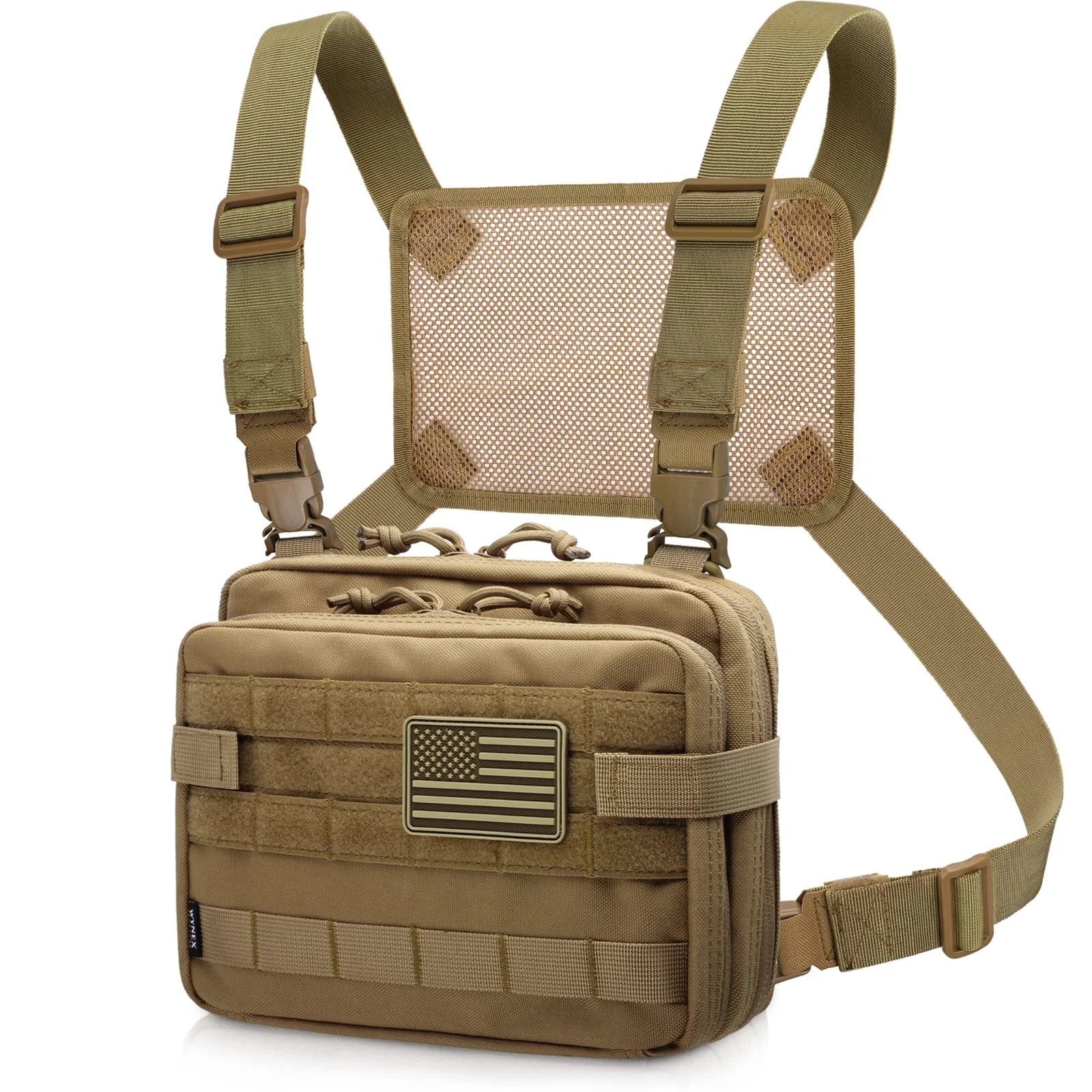 Large Capacity Flag Patch Double Layer Design Molle EDC EMT Utility Tactical Admin Pouch with Map Sleeve Modular Tool Pouch