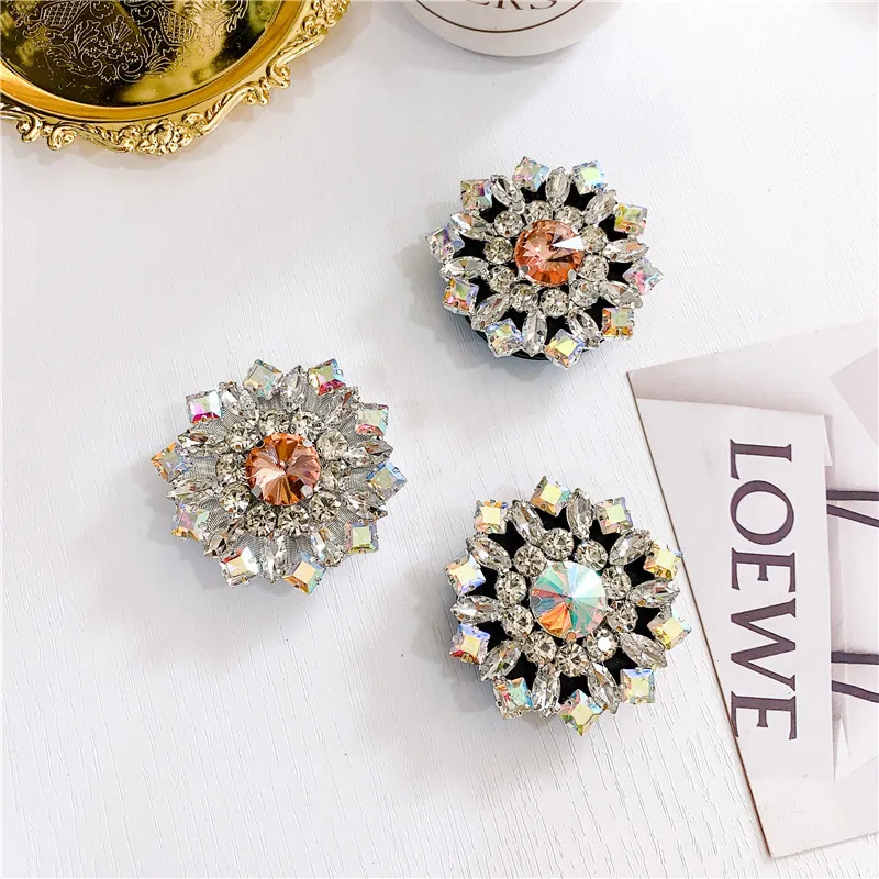  Wholesale Bling Diamond Pearl Phone Ring Holder Socket For iPhone Rhinestone Smartphone