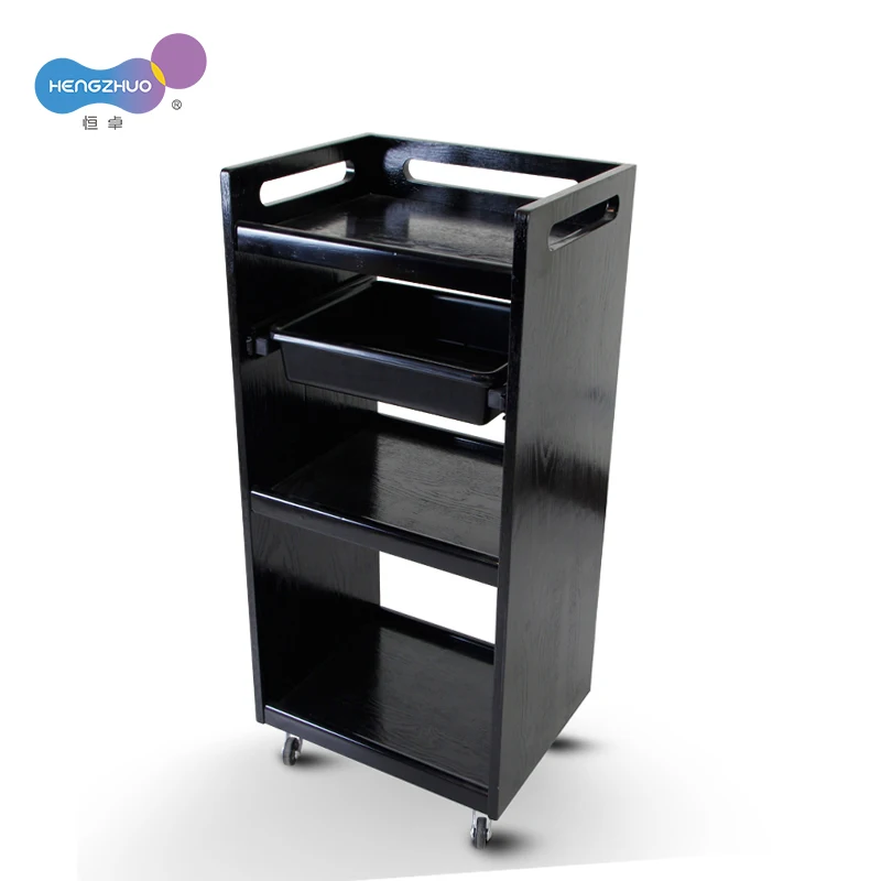 Salon Nail Trolley Cart for Hairdressing Tools Collecting Drawer Wood Paint Salon Furniture Storage Wooden Cart Wood Hair Spa