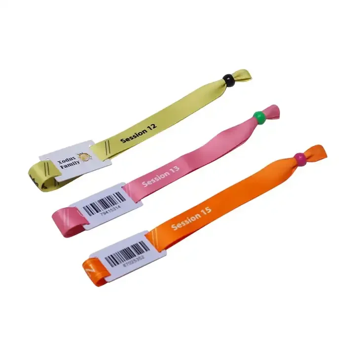 cheap no minimum Custom Vip Party Pass Festival Fabric Wristbands Events Rfid Wrist Band with PVC tag For Concert