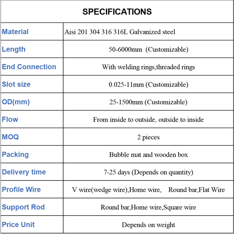stainless steel well Screen johnson screen Best Selling Filter Supplies Machinery Accessories Well Made In China