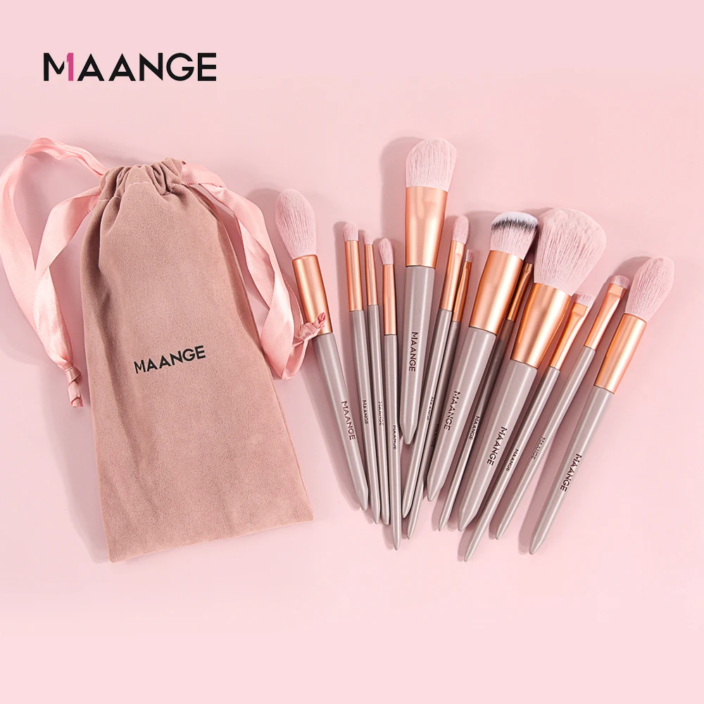 Maange Pro Foundation Powder Blending Eyebrow Makeup Brushes Set Nano Wool Fiber Synthetic Hair Set Of Brushes