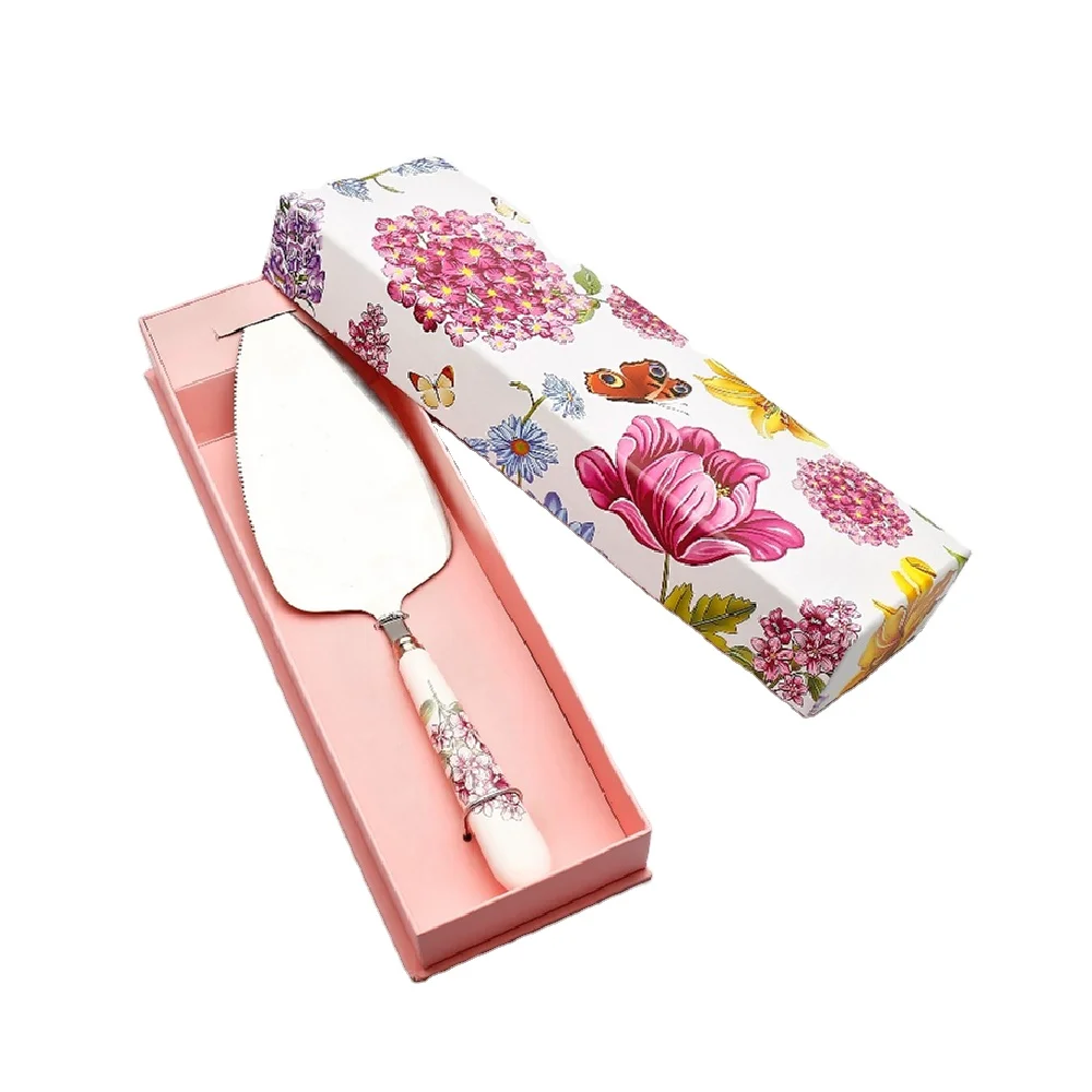 wholesale factory price ceramic handle cake slice  for birthday party  wedding cake knife shovel steel cake server