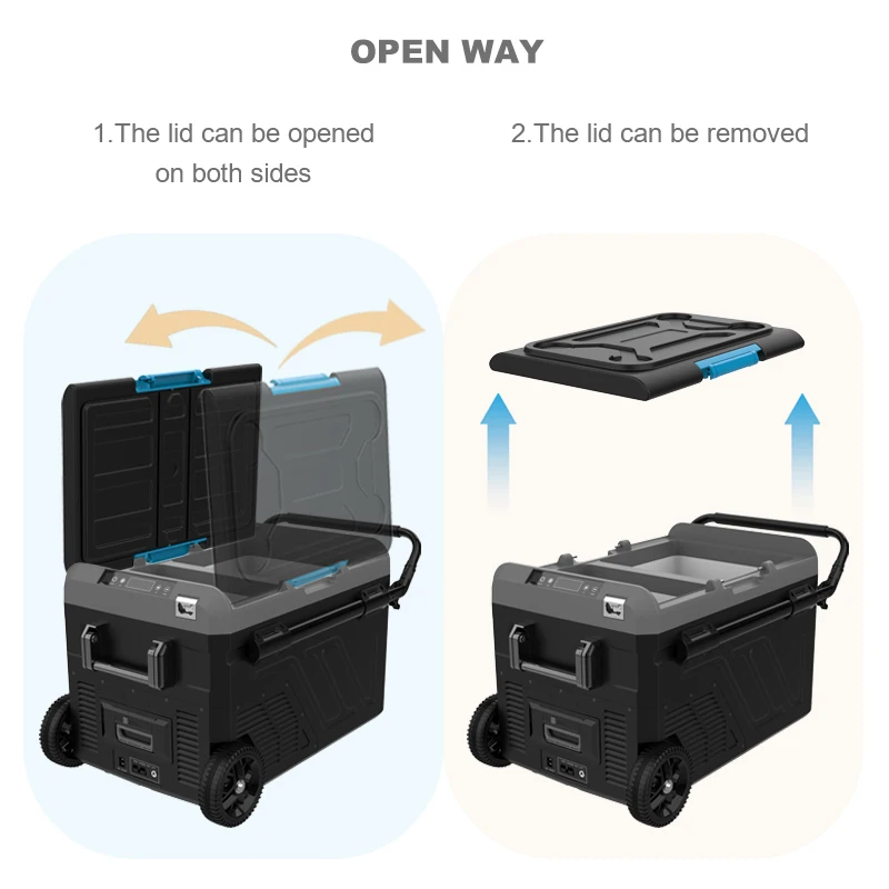 High quality 50L AC&DC Compressor Fridge camping mini freezer car fridge with battery, LG compressor, digital display