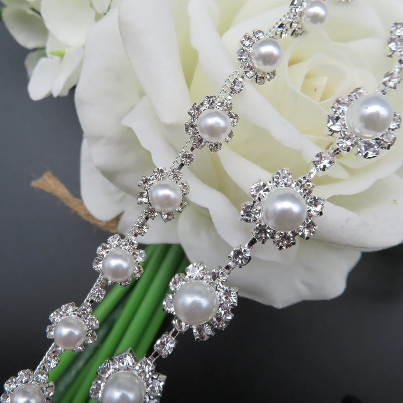  Оптовая продажа декоративные Подсолнухи серебро стекло кристалл отделка бахромой одежда стразы свадебные цепочки Metail