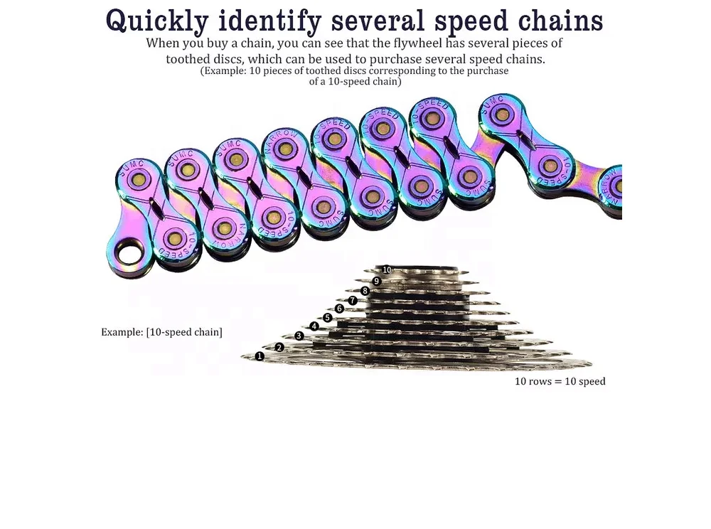 SUMC bike chain all hollow Semi-Hollow no hollow ultralight 11 speed bicycle chain with magic buckle in many different colour