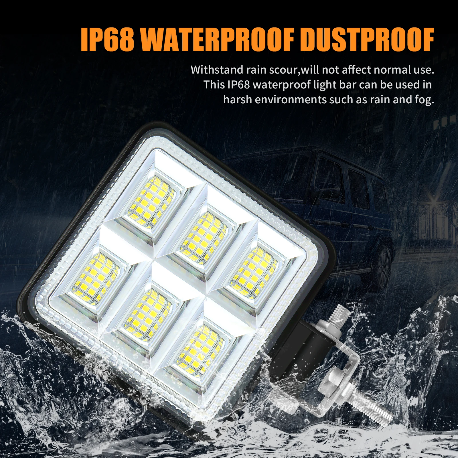 LED Working Light 144W 12V 24V Offroad Truck Driving Flood Light Bar SUV 4WD Boat Trailer ATV Tractor Excavator Car Accessories