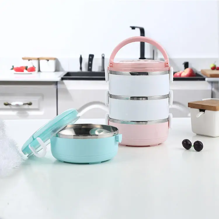 
New stainless steel multi-layer lunch box Student office lunch box double-layer three-layer large-capacity lunch box 