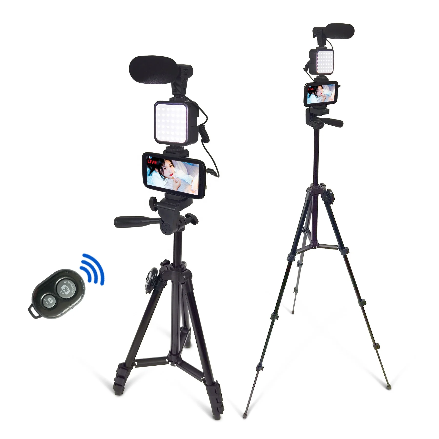 vlogging kit for Youtub  Tik Tok Vlgger tripod for the I phone  smartphone with mic and LED light vlog equipment