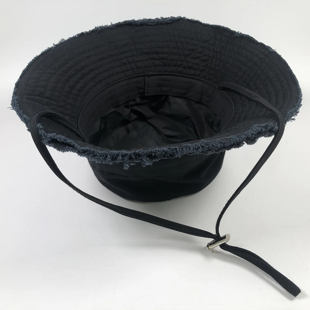ODM solid color ripped cotton boonie hat women Logo embroidered adjustable classic retro basin bob Custom bucket hat distressed