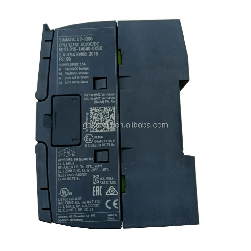 Новый 100% оригинальный Sie-mens 6ES7215-1AG40-0XB0 SIMATIC S7-1200 CPU 1215C compact DC 2 PROFINET Ports14 24V блок питания