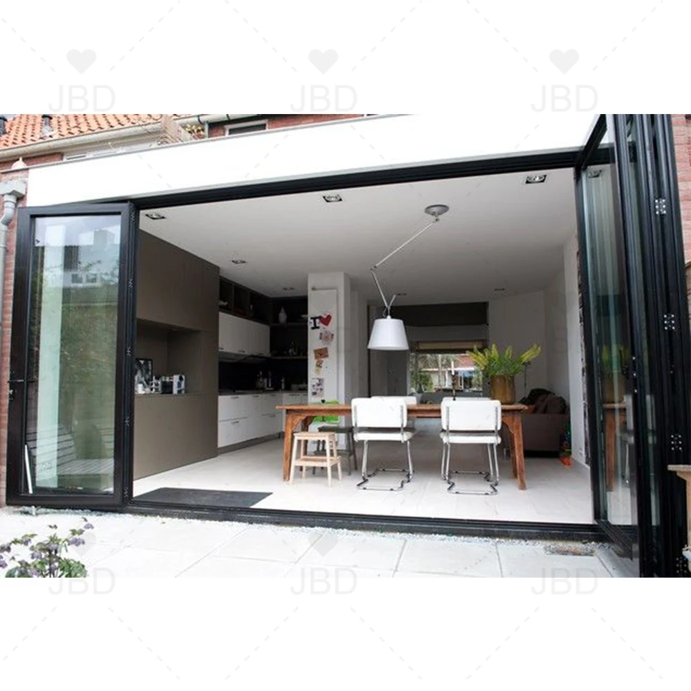 Aluminum Bi Folding Accordion Sliding Door with Locks Commercial Residential Lowes Glass USA Foldable Graphic Design Modern JBD